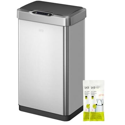 EKO Mirage-T 50L Mülleimer mit Sensor, Automatischer Abfalleimer für die Küche, Rechteckiger Bewegungssensor Mülleimer, Sanft Schließend mit Deckel, Fingerabdruckresistente, Gebürsteter Edelstahl EKO Mirage-T 50L Mülleimer mit Sensor, Automatischer Abfalleimer für die Küche, Rechteckiger Bewegungssensor Mülleimer, Sanft Schließend mit Deckel, Fingerabdruckresistente, Gebürsteter Edelstahl