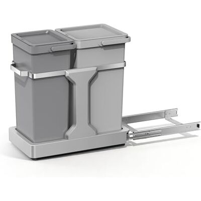 EKO DECO Mülleimer Küche Unterschrank, 20 L + 15 L, 2-fach Mülltrennsystem, ausziehbarer Mülleimer unter Spüle, Abfalleimer mit Deckel, Griff und Beutelhalter, platzsparend & leicht zu reinigen, Grau EKO DECO Mülleimer Küche Unterschrank, 20 L + 15 L, 2-fach Mülltrennsystem, ausziehbarer Mülleimer unter Spüle, Abfalleimer mit Deckel, Griff und Beutelhalter, platzsparend & leicht zu reinigen, Grau