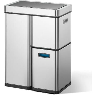 EKO Mirage Plus Mülltrennsystem mit 3 Fächer, 2 x 15 L und 30 L, Recycler Mülleimer mit Sensor, 3 Kunststoff Inneneimer, Automatischer Abfalleimer mit Deckel, großer Mülleimer Küche 60l, Edelstahl EKO Mirage Plus Mülltrennsystem mit 3 Fächer, 2 x 15 L und 30 L, Recycler Mülleimer mit Sensor, 3 Kunststoff Inneneimer, Automatischer Abfalleimer mit Deckel, großer Mülleimer Küche 60l, Edelstahl