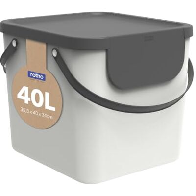 Rotho Albula Mülleimer Küche 40 L Mülltrennsystem stapelbar Weiß/Anthrazit Papierkorb für Altpapier, Abfalleimer Küche, Henkel zum Tragen, Aufkleber zur Kennzeichnung, auch gestapelt zu öffnen Rotho Albula Mülleimer Küche 40 L Mülltrennsystem stapelbar Weiß/Anthrazit Papierkorb für Altpapier, Abfalleimer Küche, Henkel zum Tragen, Aufkleber zur Kennzeichnung, auch gestapelt zu öffnen