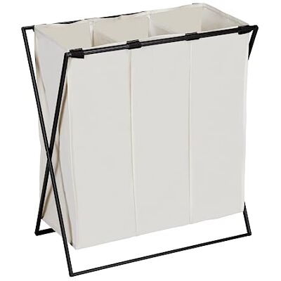 WENKO Wäschesammler Mod. Trio XL stabiler Wäschekorb mit Eisengestell drei Fächern optimale Wäschetrennung 145 L zusammenfaltbar Beige 69 x 76 x 37 cm WENKO Wäschesammler Mod. Trio XL stabiler Wäschekorb mit Eisengestell drei Fächern optimale Wäschetrennung 145 L zusammenfaltbar Beige 69 x 76 x 37 cm