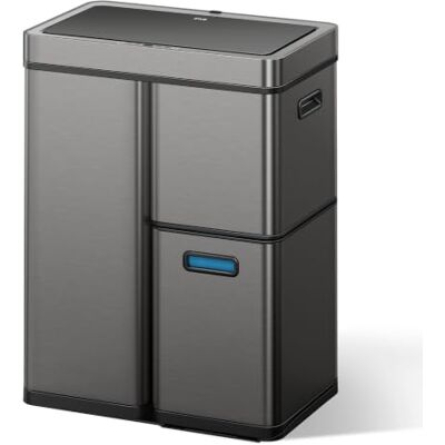 EKO Sensor Mülleimer 3 Fächer, 2 x 15 L und 30 L, Automatischer Abfalleimer mit Soft Close Deckel, 3 Kunststoff Inneneimer, Mülleimer mit Sensor, 60L Mülleimer Küche, Gunmetal EKO Sensor Mülleimer 3 Fächer, 2 x 15 L und 30 L, Automatischer Abfalleimer mit Soft Close Deckel, 3 Kunststoff Inneneimer, Mülleimer mit Sensor, 60L Mülleimer Küche, Gunmetal