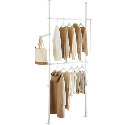 SoBuy Teleskop Kleiderständer verstellbar Schlafzimmer Weiß Verstellbarer Garderobenständer mit robuster Kleiderstange, offener Kleiderschrank für Kleidung, FRG109-II-W SoBuy Teleskop Kleiderständer verstellbar Schlafzimmer Weiß Verstellbarer Garderobenständer mit robuster Kleiderstange, offener Kleiderschrank für Kleidung, FRG109-II-W