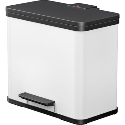 Hailo Öko trio Plus L Tret-Mülltrenner freistehender 3 x 9 Liter Dreifachmülleimer aus Stahlblech Mülltrennsystem mit soft close Deckel 3-fach Abfalltrenner für die Küche Weiß Hailo Öko trio Plus L Tret-Mülltrenner freistehender 3 x 9 Liter Dreifachmülleimer aus Stahlblech Mülltrennsystem mit soft close Deckel 3-fach Abfalltrenner für die Küche Weiß