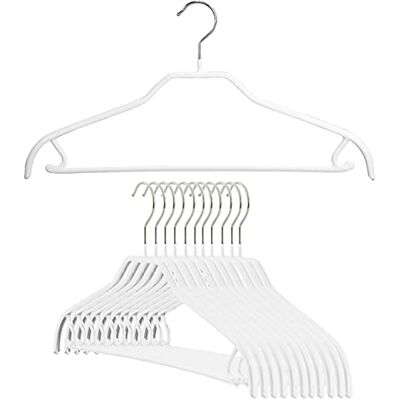 MAWA by Reston Lloyd Silhouette Serie Rutschfester, platzsparender Kleiderbügel mit Stange und Haken für Hosen und Röcke, Stil 41/FRS, 12er-Set, Weiß MAWA by Reston Lloyd Silhouette Serie Rutschfester, platzsparender Kleiderbügel mit Stange und Haken für Hosen und Röcke, Stil 41/FRS, 12er-Set, Weiß