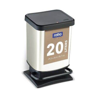 Rotho Paso Mülleimer Küche 20 L Tretmülleimer mit Deckel Weiß metallic Mülleimer Bad mit breitem Pedal, Soft-Close-Deckel für leises Schließen, pflegeleicht, Edelstahloptik für Bad und Werkstatt Rotho Paso Mülleimer Küche 20 L Tretmülleimer mit Deckel Weiß metallic Mülleimer Bad mit breitem Pedal, Soft-Close-Deckel für leises Schließen, pflegeleicht, Edelstahloptik für Bad und Werkstatt