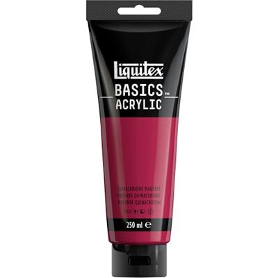 Liquitex 88700212 Basics Acrylfarbe, monopigmentierte Künstlerpigmente, lichtecht, mittlere Viskosität, Archivqualität, seidenglänzender Finish, 250ml Tube Quinacridone Magenta Liquitex 88700212 Basics Acrylfarbe, monopigmentierte Künstlerpigmente, lichtecht, mittlere Viskosität, Archivqualität, seidenglänzender Finish, 250ml Tube Quinacridone Magenta