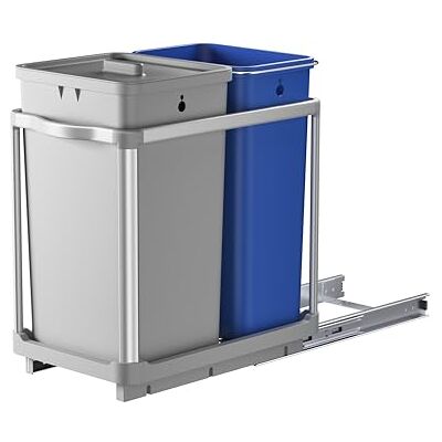 EKO Abfalleimer für die Küche, recycelbar, abnehmbar, unter der Spüle, 34 l und 24 l, mit 2 Fächern Mülleimer mit Soft-Close, Griff und Taschenhaltering Kompaktes und leicht zu reinigendes EKO Abfalleimer für die Küche, recycelbar, abnehmbar, unter der Spüle, 34 l und 24 l, mit 2 Fächern Mülleimer mit Soft-Close, Griff und Taschenhaltering Kompaktes und leicht zu reinigendes