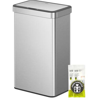 EKO NOVA Mülleimer mit Sensor, Automatischer Mülleimer 2 Fächer 2 x 30L, Abfalleimer Küche, Edelstahl, 2 Kunststoff Inneneimer, Softclose, fingerabdruckfrei, elektrischer Küchenmülleimer, 12 Müllsäcke EKO NOVA Mülleimer mit Sensor, Automatischer Mülleimer 2 Fächer 2 x 30L, Abfalleimer Küche, Edelstahl, 2 Kunststoff Inneneimer, Softclose, fingerabdruckfrei, elektrischer Küchenmülleimer, 12 Müllsäcke