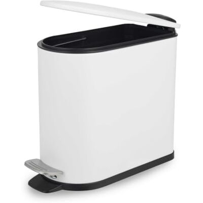 Beldray Bad-Treteimer 5 l, D-Form, Soft-Close-Deckel, Weiß Fußpedal für freihändige Nutzung, pulverbeschichtetes Eisen, 5 l, platzsparend, für Bad, WC, Schlafzimmer, Büro, Küche Beldray Bad-Treteimer 5 l, D-Form, Soft-Close-Deckel, Weiß Fußpedal für freihändige Nutzung, pulverbeschichtetes Eisen, 5 l, platzsparend, für Bad, WC, Schlafzimmer, Büro, Küche
