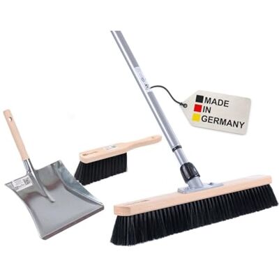 BawiTec Profi XL Kehrbesen Set Saalbesen 60cm mit Teleskopstiel Stiel Besen weich Metall-Teleskopstiel verstellbar, Handfeger 28cm, Metall-Kehrschaufel mit Holzgriff, Feine weiche Kunsthaar-Borsten BawiTec Profi XL Kehrbesen Set Saalbesen 60cm mit Teleskopstiel Stiel Besen weich Metall-Teleskopstiel verstellbar, Handfeger 28cm, Metall-Kehrschaufel mit Holzgriff, Feine weiche Kunsthaar-Borsten