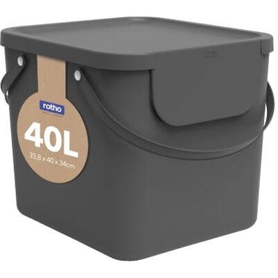 Rotho Albula Mülleimer Küche 40 L Mülltrennsystem mit Deckel Anthrazit Papierkorb für Altpapier, Abfalleimer Küche, Mülleimer stapelbar, modular erweiterbar, zwei Tragegriffe, 6 Aufkleber Rotho Albula Mülleimer Küche 40 L Mülltrennsystem mit Deckel Anthrazit Papierkorb für Altpapier, Abfalleimer Küche, Mülleimer stapelbar, modular erweiterbar, zwei Tragegriffe, 6 Aufkleber