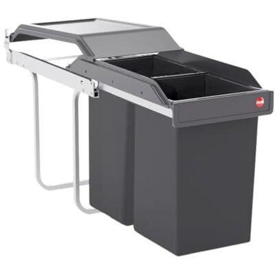 Hailo Abfallsammler Tandem 3650103 2fach Einbau-Mülleimer für Schränke ab 300 mm Breite Bequemer Handauszug auf Rollenführung Silber und Kunststoff Anthrazit Hailo Abfallsammler Tandem 3650103 2fach Einbau-Mülleimer für Schränke ab 300 mm Breite Bequemer Handauszug auf Rollenführung Silber und Kunststoff Anthrazit