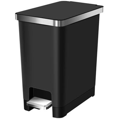 EKO HANA Mülleimer Bad und Küche Schwarz 10 Liter mit Pedal und Softclose Kompakter und moderner Abfalleimer für Bad oder Küche EKO HANA Mülleimer Bad und Küche Schwarz 10 Liter mit Pedal und Softclose Kompakter und moderner Abfalleimer für Bad oder Küche
