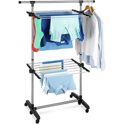 Maximex WENKO Platzspar-Wäschetrockner aus rostfreiem Edelstahl, Gesamttrockenlänge 11 m, Raumsparend einklappbar, Ideal als Garderobe, zum Lüften oder als Bügelhilfe Maximex WENKO Platzspar-Wäschetrockner aus rostfreiem Edelstahl, Gesamttrockenlänge 11 m, Raumsparend einklappbar, Ideal als Garderobe, zum Lüften oder als Bügelhilfe