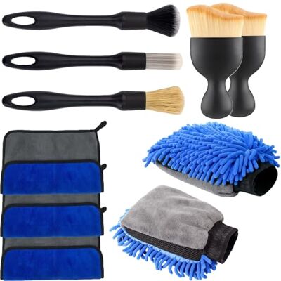 Zuuyye Auto Reinigungsset – 10-teiliges Car Cleaning Kit mit 2 Waschhandschuhen, 2+3 Bürsten & 3 Mikrofasertüchern (600 g/m²) für kratzfreie Autowäsche Zuuyye Auto Reinigungsset – 10-teiliges Car Cleaning Kit mit 2 Waschhandschuhen, 2+3 Bürsten & 3 Mikrofasertüchern (600 g/m²) für kratzfreie Autowäsche
