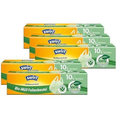 Swirl Bio-Müll Folien-Beutel 10l mit Tragegriff 10 stk./Rolle (5er Pack) Swirl Bio-Müll Folien-Beutel 10l mit Tragegriff 10 stk./Rolle (5er Pack)