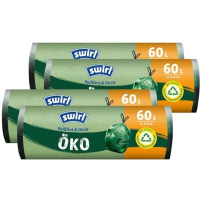 Swirl Öko Müllbeutel 60L 8 stk./ Rolle mit Zugband (4er Pack) Swirl Öko Müllbeutel 60L 8 stk./ Rolle mit Zugband (4er Pack)