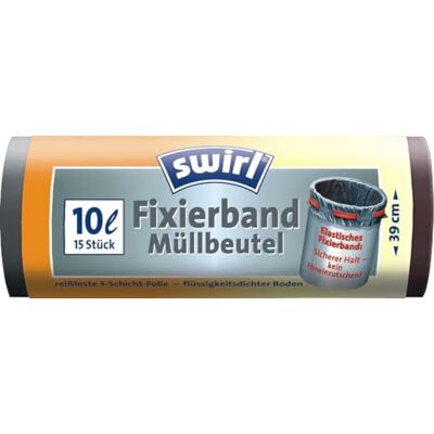 Swirl Müllbeutel 10l mit Fixierband anthrazit VE=15 Stück Swirl Müllbeutel 10l mit Fixierband anthrazit VE=15 Stück