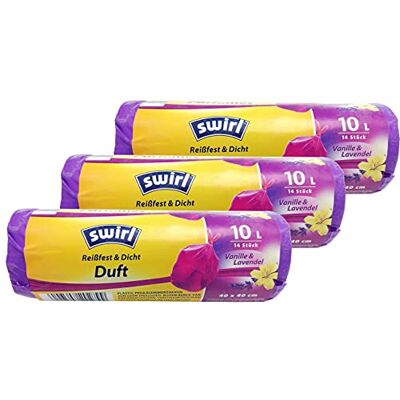 Swirl Duft-Müllbeutel Vanille-Lavendel mit Zugband, 10 Liter, 3 Rollen mit je 14 Beuteln, Violett Swirl Duft-Müllbeutel Vanille-Lavendel mit Zugband, 10 Liter, 3 Rollen mit je 14 Beuteln, Violett