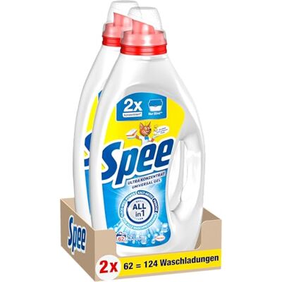 Spee Ultra Konzentrat Universal Gel Flüssigwaschmittel (124 Waschladungen), Allin1 Vollwaschmittel mit Frische, Fleck-Weg-Power und Kalt-Aktiv, Universal Waschmittel für alle Waschprogramme ab 20 °C Spee Ultra Konzentrat Universal Gel Flüssigwaschmittel (124 Waschladungen), Allin1 Vollwaschmittel mit Frische, Fleck-Weg-Power und Kalt-Aktiv, Universal Waschmittel für alle Waschprogramme ab 20 °C