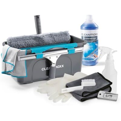 CLEANmaxx Fensterreiniger Set Professional, 13-TLG. Profi Fensterputzer Set mit Abzieher für Haus, Auto und Co. inklusive Fensterwischer, Fensterabzieher, Eimer, Konzentrat, Mikrofasertuch etc. CLEANmaxx Fensterreiniger Set Professional, 13-TLG. Profi Fensterputzer Set mit Abzieher für Haus, Auto und Co. inklusive Fensterwischer, Fensterabzieher, Eimer, Konzentrat, Mikrofasertuch etc.