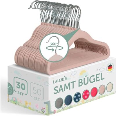 Laleni Blumtal Kinderkleiderbügel 30 Stück mit Samtbezug 360° drehbare Kinder Kleiderbügel platzsparend und robust Baby Kleiderbügel rutschfest Puderrosa Laleni Blumtal Kinderkleiderbügel 30 Stück mit Samtbezug 360° drehbare Kinder Kleiderbügel platzsparend und robust Baby Kleiderbügel rutschfest Puderrosa