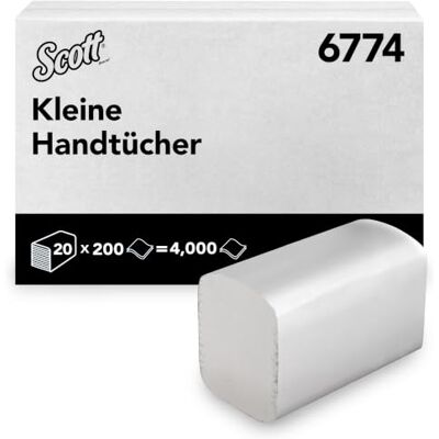 Scott weiße Papierhandtücher 6774, 2-lagig, Papierhandtuch, 20x200, V-Falz Scott weiße Papierhandtücher 6774, 2-lagig, Papierhandtuch, 20x200, V-Falz