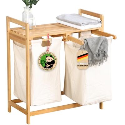 Floordirekt Wäschekorb aus Bambus, Wäschesammler mit 2 Fächern, Wäschekorb für Schmutzwäsche, Wäschesortierer Holz mit große Wäschebox (Dakota) (64L x 33B x 73H cm) Floordirekt Wäschekorb aus Bambus, Wäschesammler mit 2 Fächern, Wäschekorb für Schmutzwäsche, Wäschesortierer Holz mit große Wäschebox (Dakota) (64L x 33B x 73H cm)