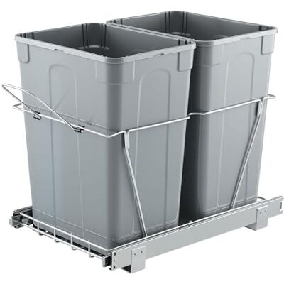 VEVOR ausziehbarer Mülleimer (35 Qt + 35 Qt) für Küchenschränke, doppelter Mülleimer unter der Spüle, Müllbehälter für unter die Spüle, mit robustem Vollauszug-Schiebesystem aus Metall & Griff VEVOR ausziehbarer Mülleimer (35 Qt + 35 Qt) für Küchenschränke, doppelter Mülleimer unter der Spüle, Müllbehälter für unter die Spüle, mit robustem Vollauszug-Schiebesystem aus Metall & Griff
