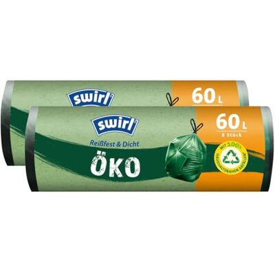 Swirl Öko Müllbeutel 60L 8 stk./ Rolle mit Zugband (2er Pack) Swirl Öko Müllbeutel 60L 8 stk./ Rolle mit Zugband (2er Pack)