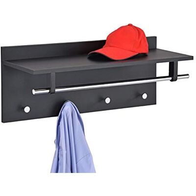 IDIMEX Wandgarderobe Garderobe ULF mit Kleiderhaken Hutablage Kleiderstange, schwarz IDIMEX Wandgarderobe Garderobe ULF mit Kleiderhaken Hutablage Kleiderstange, schwarz