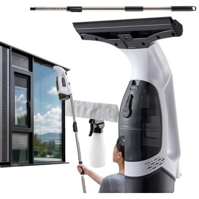 Snrtevu Elektrischer Fensterputzer mit Teleskopstange, Wisch- & Saugfunktion (2PCS) Akku Fensterreiniger mit Sprühflasche, Gummilippe & Schmutzwassersammlung für hohe Fenster und Autoglas, USB-Aufladung Snrtevu Elektrischer Fensterputzer mit Teleskopstange, Wisch- & Saugfunktion (2PCS) Akku Fensterreiniger mit Sprühflasche, Gummilippe & Schmutzwassersammlung für hohe Fenster und Autoglas, USB-Aufladung