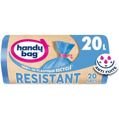 Handy Bag Robuste Müllbeutel mit Bindeband, 20 l x 20 Beutel – Leistung: strapazierfähige Kunststofffolie – maximale Wasserdichtigkeit – 100% recycelter Kunststoff Handy Bag Robuste Müllbeutel mit Bindeband, 20 l x 20 Beutel – Leistung: strapazierfähige Kunststofffolie – maximale Wasserdichtigkeit – 100% recycelter Kunststoff