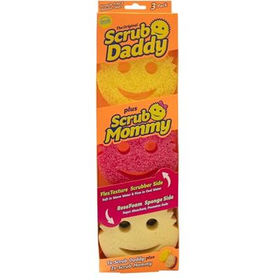 Scrub Daddy + Scrub Mommy 3er-Pack – doppelseitiger Textur-Schwamm, Küchenschwamm – super saugfähiger Schwamm Seite Scrub Daddy + Scrub Mommy 3er-Pack – doppelseitiger Textur-Schwamm, Küchenschwamm – super saugfähiger Schwamm Seite