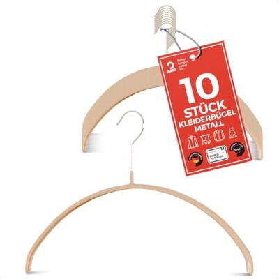 MAWA Kleiderbügel, Set mit 10 hochwertigen, platzsparenden, rutschfesten Kleiderbügeln, ideal für T-Shirts und Pullover, mit 360° drehbarem Haken und Rutschfester Beschichtung, 40 cm, Latte MAWA Kleiderbügel, Set mit 10 hochwertigen, platzsparenden, rutschfesten Kleiderbügeln, ideal für T-Shirts und Pullover, mit 360° drehbarem Haken und Rutschfester Beschichtung, 40 cm, Latte