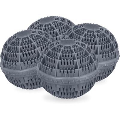 Relaxdays Waschball, 4er Set, Waschkugel für Waschmaschine, ökologisch, hautfreundlich, Waschen ohne Waschmittel, grau Relaxdays Waschball, 4er Set, Waschkugel für Waschmaschine, ökologisch, hautfreundlich, Waschen ohne Waschmittel, grau