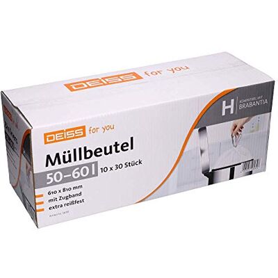 DEISS Müllbeutel 50-60 Liter für Brabantia Touch Bin (Größe H), 300 Stück DEISS Müllbeutel 50-60 Liter für Brabantia Touch Bin (Größe H), 300 Stück