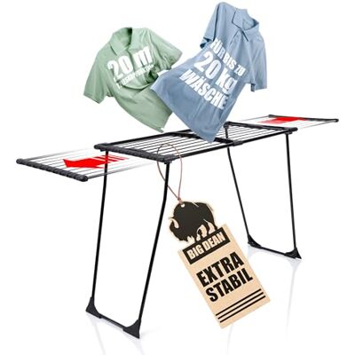 BigDean Wäscheständer 200 ausziehbar 20m Trockenfläche Teleskop schwarz Teleskop Wäschetrockner XXL schwarz mit Klemmen für kleine Wäschestücke, Extra stabil und robust BigDean Wäscheständer 200 ausziehbar 20m Trockenfläche Teleskop schwarz Teleskop Wäschetrockner XXL schwarz mit Klemmen für kleine Wäschestücke, Extra stabil und robust