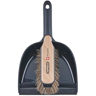Superio Kehrschaufel und Besen Set Handbesen mit hochwertigen, weichen Rosshaar-Borsten, Komfortgriff, Griff aus Buchenholz, Allzweck-Reiniger Swiss Made by Superio Kehrschaufel und Besen Set Handbesen mit hochwertigen, weichen Rosshaar-Borsten, Komfortgriff, Griff aus Buchenholz, Allzweck-Reiniger Swiss Made by