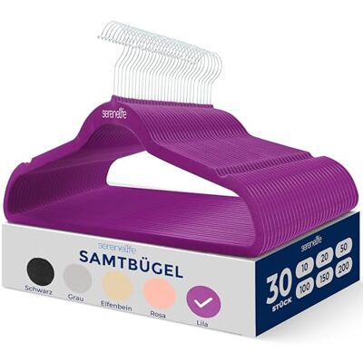 SereneLife Kleiderbügel rutschfest, 30er Set, Kleiderhaken Platzsparende Bügel, Hangers Clothes aus Samt für den Kleiderschrank & Garderobe, Ultradünn & Robust für Jacken, Hemden, Hosen & Mäntel SereneLife Kleiderbügel rutschfest, 30er Set, Kleiderhaken Platzsparende Bügel, Hangers Clothes aus Samt für den Kleiderschrank & Garderobe, Ultradünn & Robust für Jacken, Hemden, Hosen & Mäntel