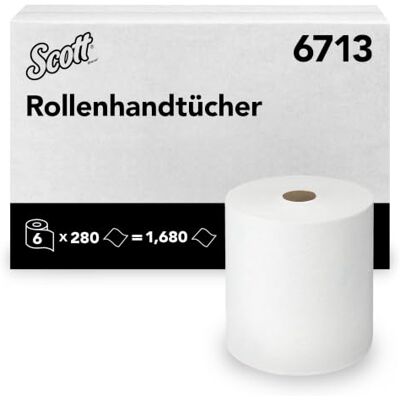 Scott weiße Rollenhandtücher 6713, 1-lagig, Jumbo-Rollenhandtuch, 6x280m Scott weiße Rollenhandtücher 6713, 1-lagig, Jumbo-Rollenhandtuch, 6x280m