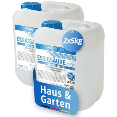 Nanoprotect Essigsäure 49,9% 10 kg Reiniger & Entkalker Konzentrat Reinigungskonzentrat für Garten, Haushalt, Labor und Industrie Technischer Universalreiniger Essigreiniger Nanoprotect Essigsäure 49,9% 10 kg Reiniger & Entkalker Konzentrat Reinigungskonzentrat für Garten, Haushalt, Labor und Industrie Technischer Universalreiniger Essigreiniger