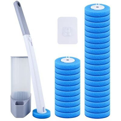 lompyeu Einweg Toilettenbürste,1Pcs Set Klobürste Wandmontage mit 30 Stück Reiniger Nachfüllungen Schwamm& 1 klobürstenhalter,WC Bürste Bürstengarnitur Blau(Ocean Fresh Duft) lompyeu Einweg Toilettenbürste,1Pcs Set Klobürste Wandmontage mit 30 Stück Reiniger Nachfüllungen Schwamm& 1 klobürstenhalter,WC Bürste Bürstengarnitur Blau(Ocean Fresh Duft)