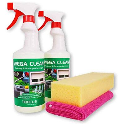 ABACUS ® 2x 750 ml Wega Clean Werkzeugreiniger Gartenreingier Fettlöser Nikotinentferner Rußentferner Insektenentferner-Reiniger + Tuch und Schwamm (7377) ABACUS ® 2x 750 ml Wega Clean Werkzeugreiniger Gartenreingier Fettlöser Nikotinentferner Rußentferner Insektenentferner-Reiniger + Tuch und Schwamm (7377)