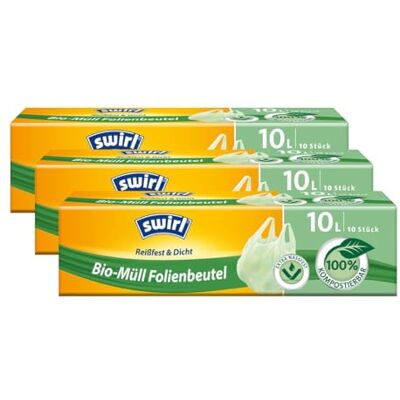 Swirl Bio-Müll Folien-Beutel 10l mit Tragegriff 10 stk./Rolle (3er Pack) Swirl Bio-Müll Folien-Beutel 10l mit Tragegriff 10 stk./Rolle (3er Pack)