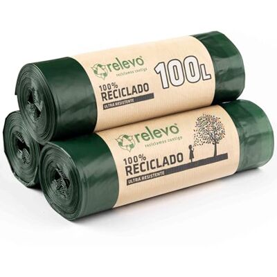 Relevo Grüne Müllbeutel mit Zugband – 100L (B 85 cm x H 105 cm), 30 Beutel (3 Rollen × 10 Beutel) Extra Starke Müllsäcke 100% Recyceltes LDPE aus Gewächshäusern Zertifiziert (Blauer Engel) Relevo Grüne Müllbeutel mit Zugband – 100L (B 85 cm x H 105 cm), 30 Beutel (3 Rollen × 10 Beutel) Extra Starke Müllsäcke 100% Recyceltes LDPE aus Gewächshäusern Zertifiziert (Blauer Engel)