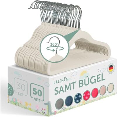 Laleni Blumtal Kinderkleiderbügel 50 Stück mit Samtbezug 360° drehbare Kinder Kleiderbügel platzsparend und robust Baby Kleiderbügel rutschfest Elfenbein Laleni Blumtal Kinderkleiderbügel 50 Stück mit Samtbezug 360° drehbare Kinder Kleiderbügel platzsparend und robust Baby Kleiderbügel rutschfest Elfenbein