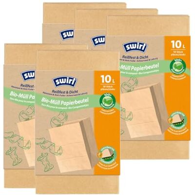 Swirl Bio-Müll-Papier-Beutel 10L 10 Stück (5er Pack) Swirl Bio-Müll-Papier-Beutel 10L 10 Stück (5er Pack)