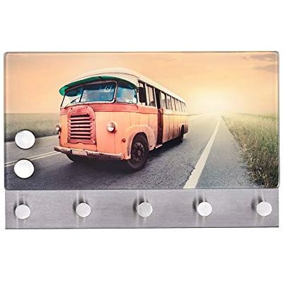 WENKO Magnetische Garderobe Bus 5 Haken, Gehärtetes Glas, 30 x 19 cm, Mehrfarbig WENKO Magnetische Garderobe Bus 5 Haken, Gehärtetes Glas, 30 x 19 cm, Mehrfarbig